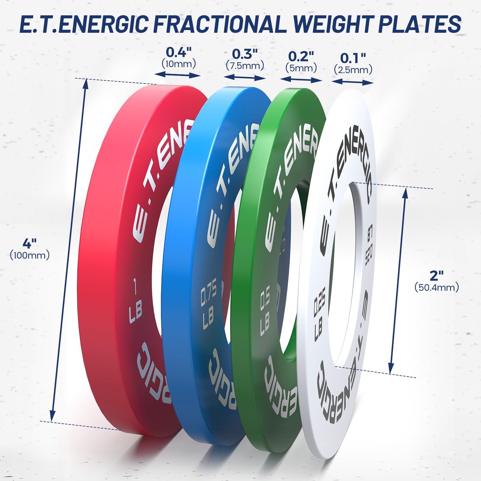 E.T.ENERGIC Fractional Weight Plates Set of 8 (0.25LB, 0.5LB, 0.75LB, 1 LB) x 2, Odorless Micro Weight Plates for Olympic Barbells for Change Plates Strength Training