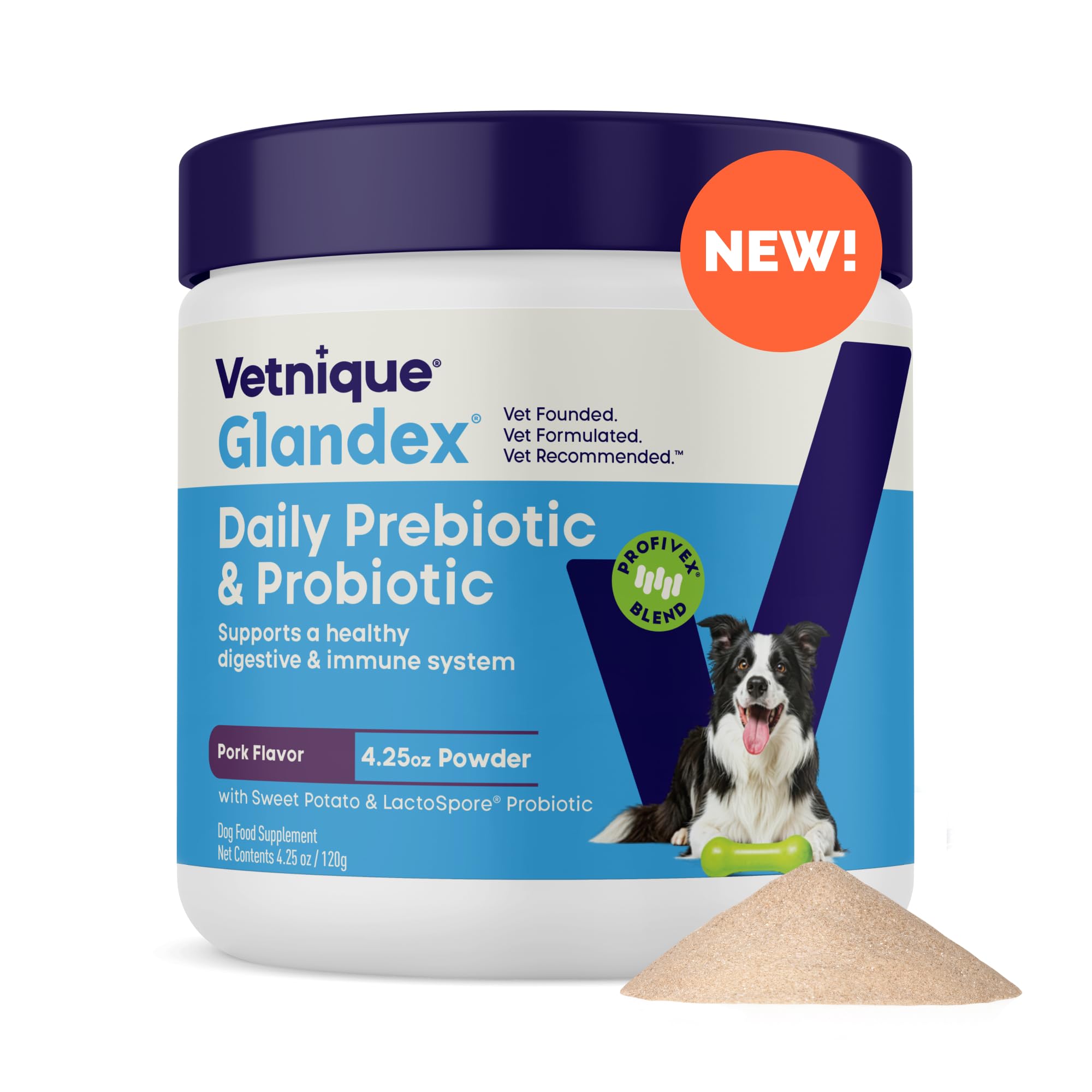 Vetnique Glandex Daily Probiotics for Dogs with Prebiotics to Support Gut Health with Fiber and Digestive Enzymes Dog