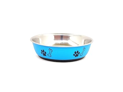 Paw Rangers Stainless Steel Bowl for Dogs and Cats (Large, Blue)