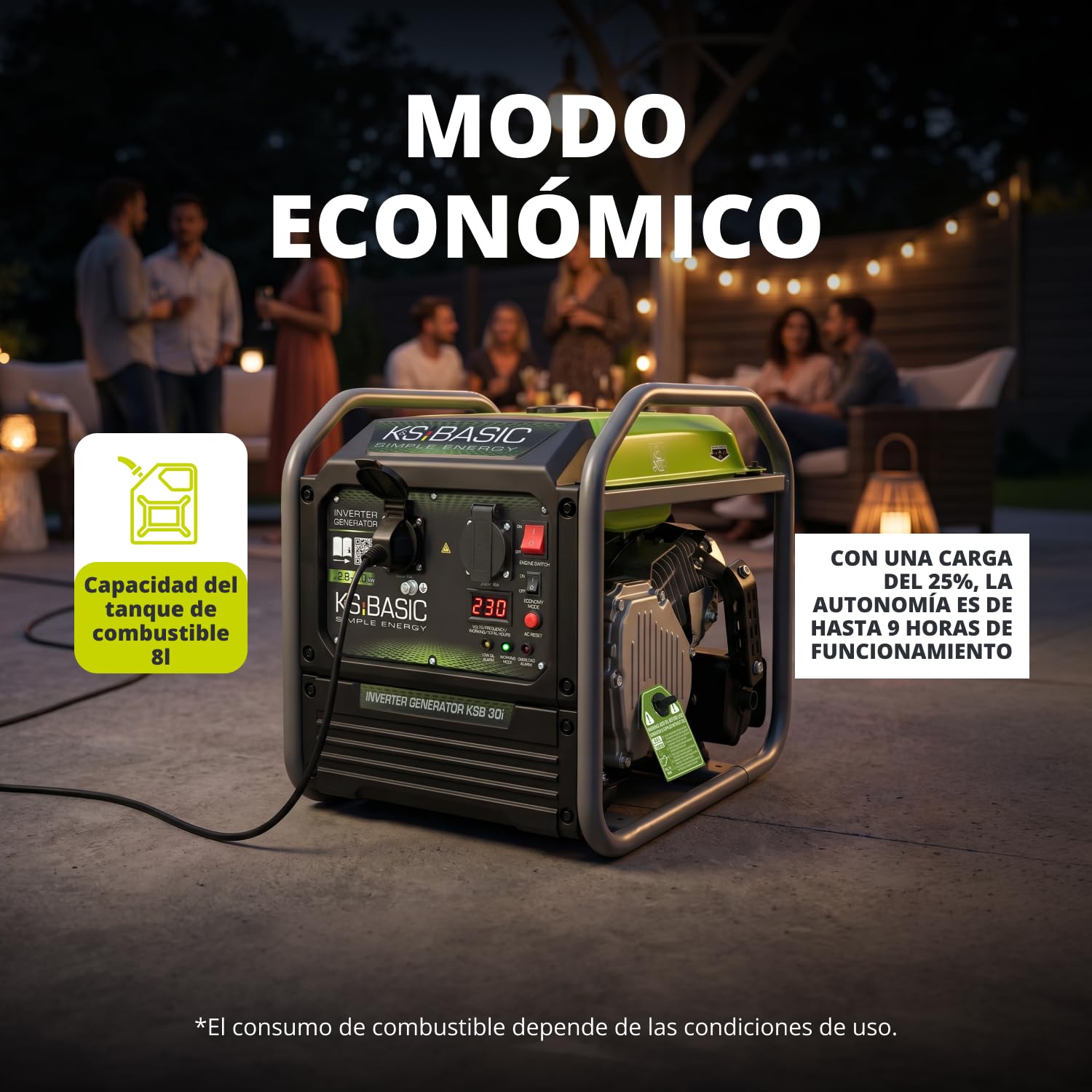 K&S BASIC 30i Generador inversor 2800 W, 3000 W máximo, grupo electrógeno compacto de gasolina, onda sinusoidal pura, generador con modo Eco, para el hogar, camping y trabajos de taller, EURO 5.