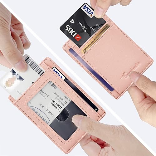 Miniatura 3 de Travelambo billetera mediana y minimalista de cuero para bolsillo frontal con bloqueo de interferencia de radiofrecuencia