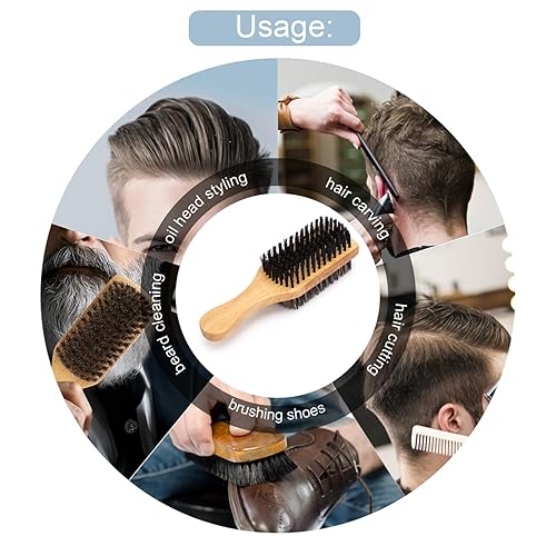 Miniatura 4 de Cepillo de barba de madera para bigote,Cepillo de barba de doble cara,Cepillo profesional para barba Brochas de afeitadoAccesorios de afeitado