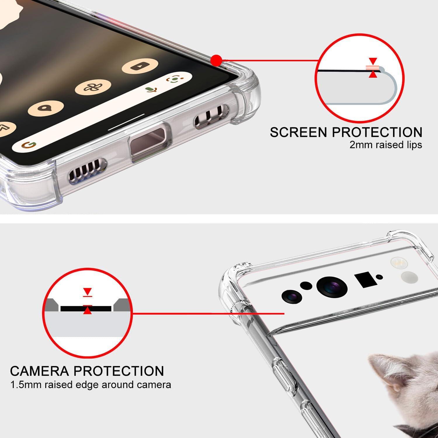 Beaucov Pixel 8 Pro Case,Colorful Floral Cat Mandala Drop Protection - View #7