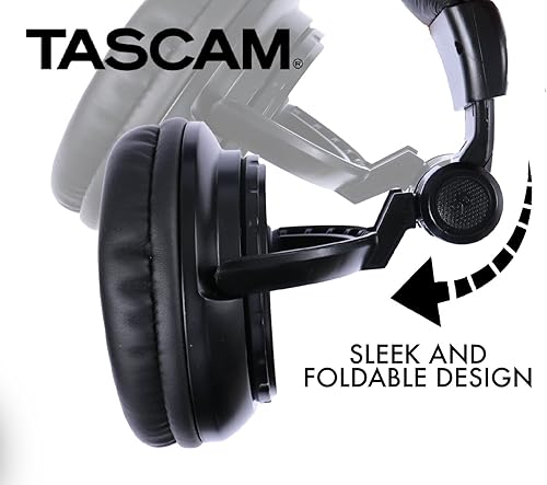 Miniatura 7 de Tascam TH-03 Studio Auriculares - Parte trasera cerrada acolchados ajustables Pro Audio Audífonos con punta dorada Adaptador de 18 pulgadas a 14