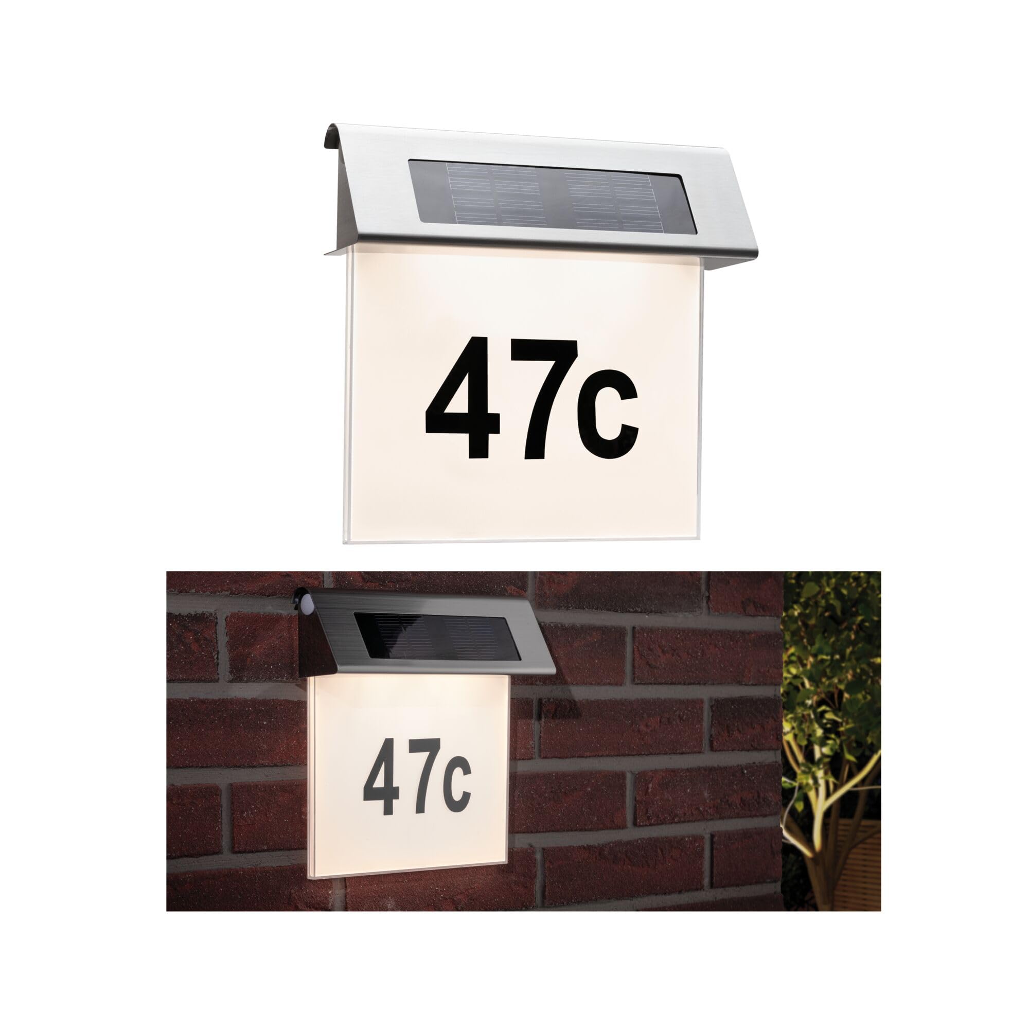 Specjalna lampa solarna numer domu IP44 LED 1 x 0,2 W plama/Wh stal nierdzewna/ACR