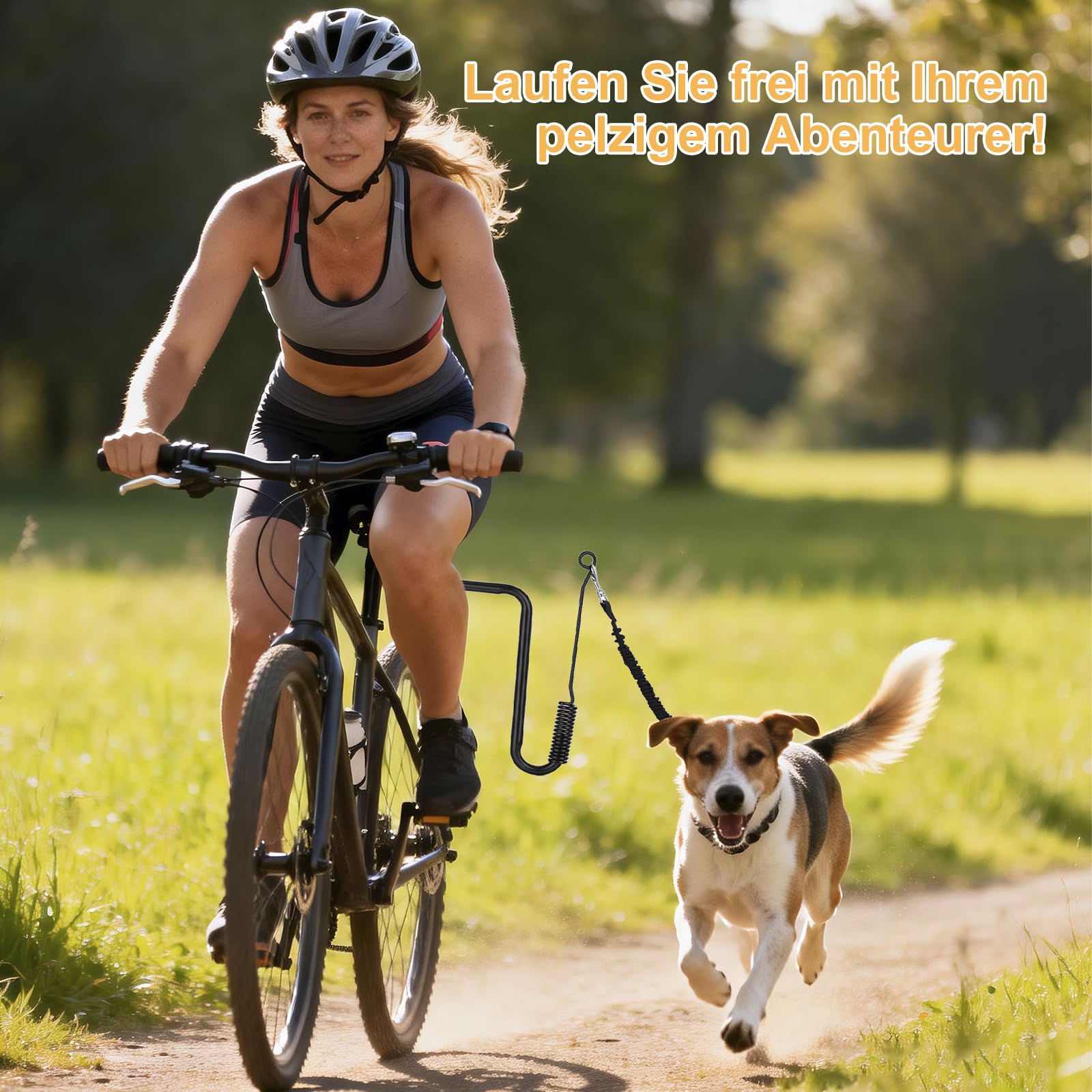 Correa de bicicleta para perro, correa de perro para bicicleta manos libres, resistente a los golpes, correa de bicicleta ajustable, soporte para perros para perros medianos y grandes para