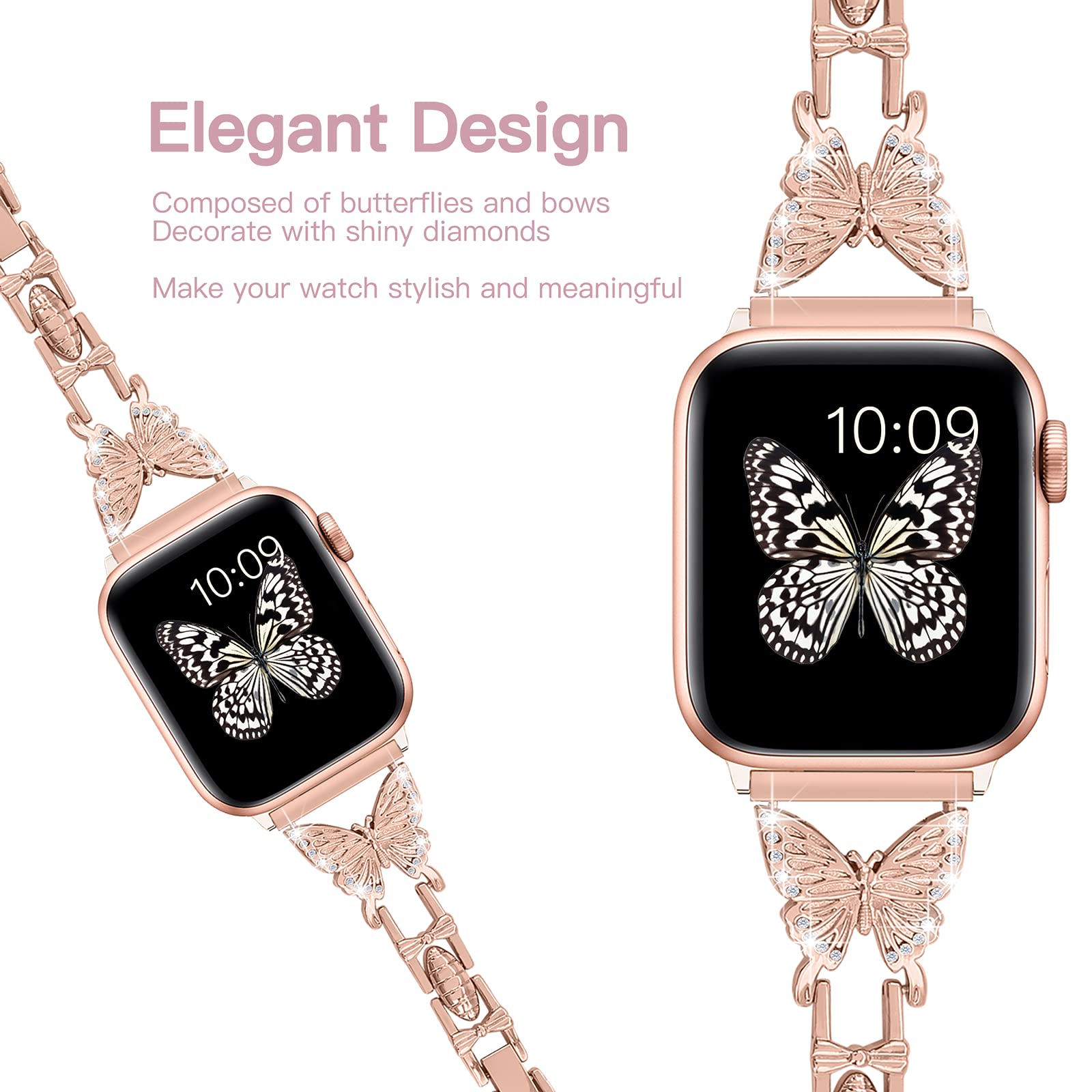 NEW Butterfly Apple Watch Band Leather Hollow Butterfly Design Watch Band Strap for Apple  main image 2