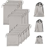 Hillban 20 Pcs Satin Game Toy Bags with Drawstring Silk Toy Organizer Lightweight Gift Pouch Multipurpose Foldable Stuff Sack Travel Bags for Women Men, 3 Sizes(S,M,L,Gray)