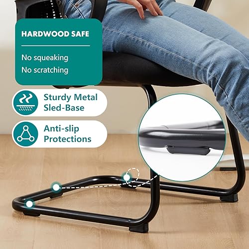 Miniatura 7 de Silla de escritorio sin ruedas, silla de computadora de respaldo medio, silla de oficina ergonómica de malla con asiento más grande, silla ejecutiva