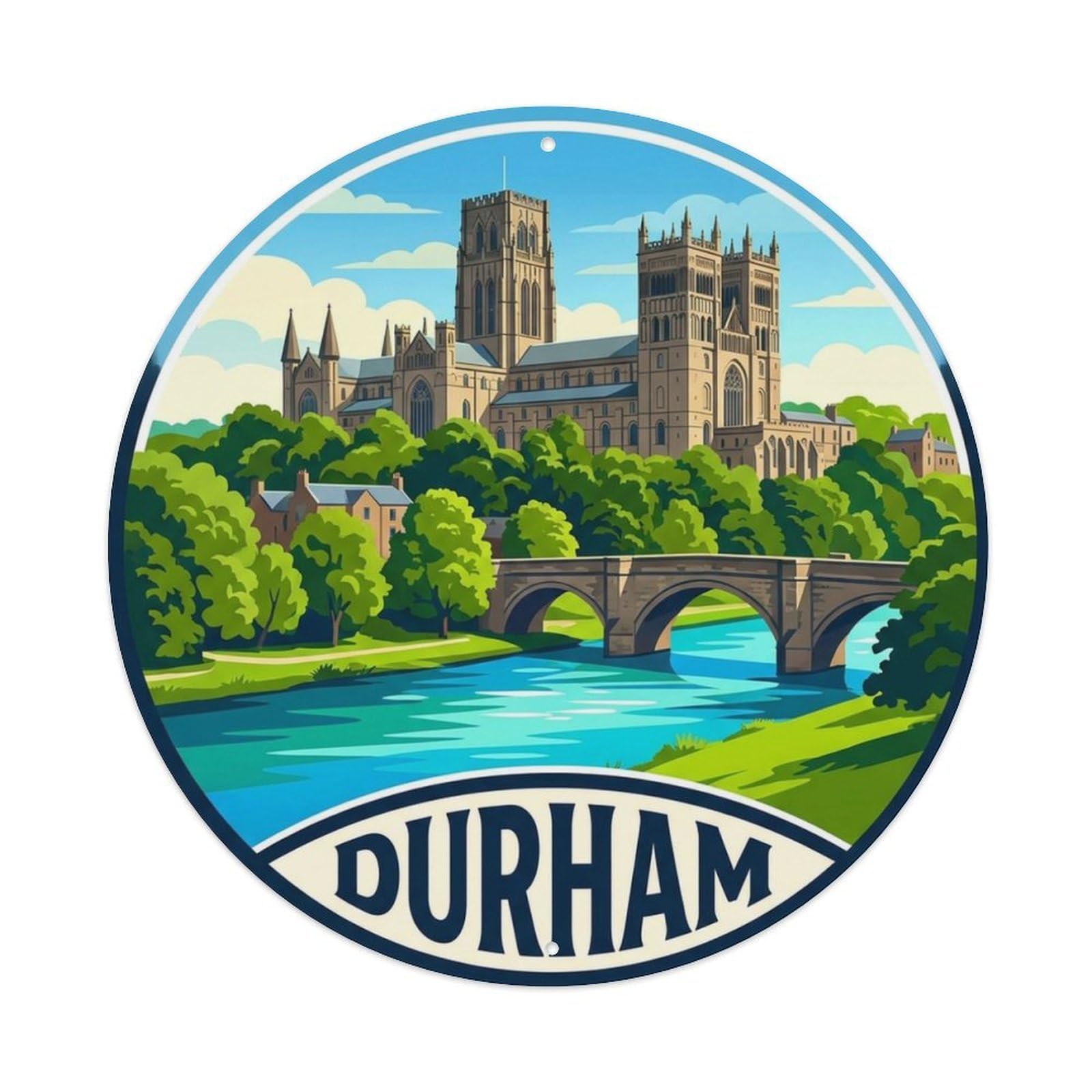 Metal Tin Sign Retro Travel England Durham
