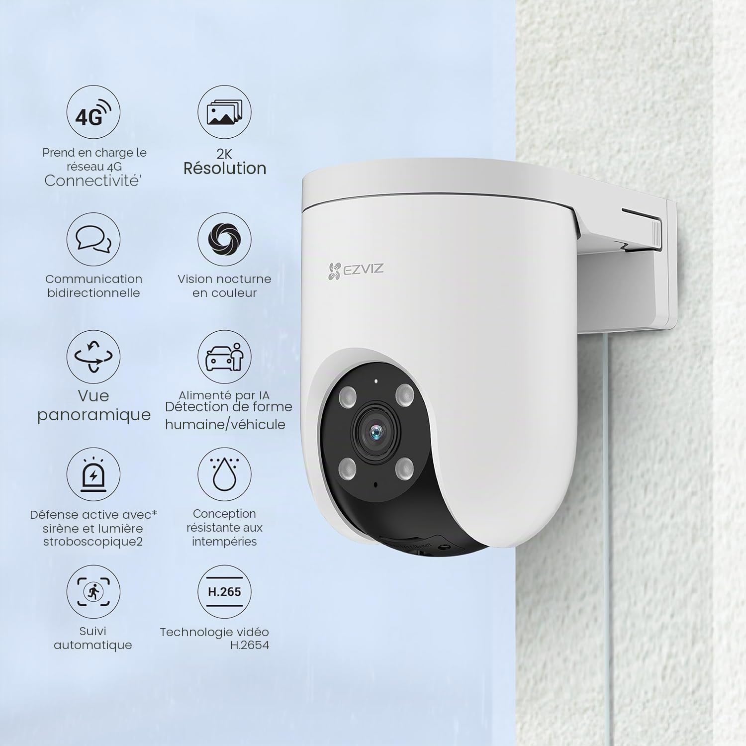 Cs-H8C (3Mp,4G) Caméra 4G Motorisée avec Port Rj45, Protection Fiable, sans Wi-FI