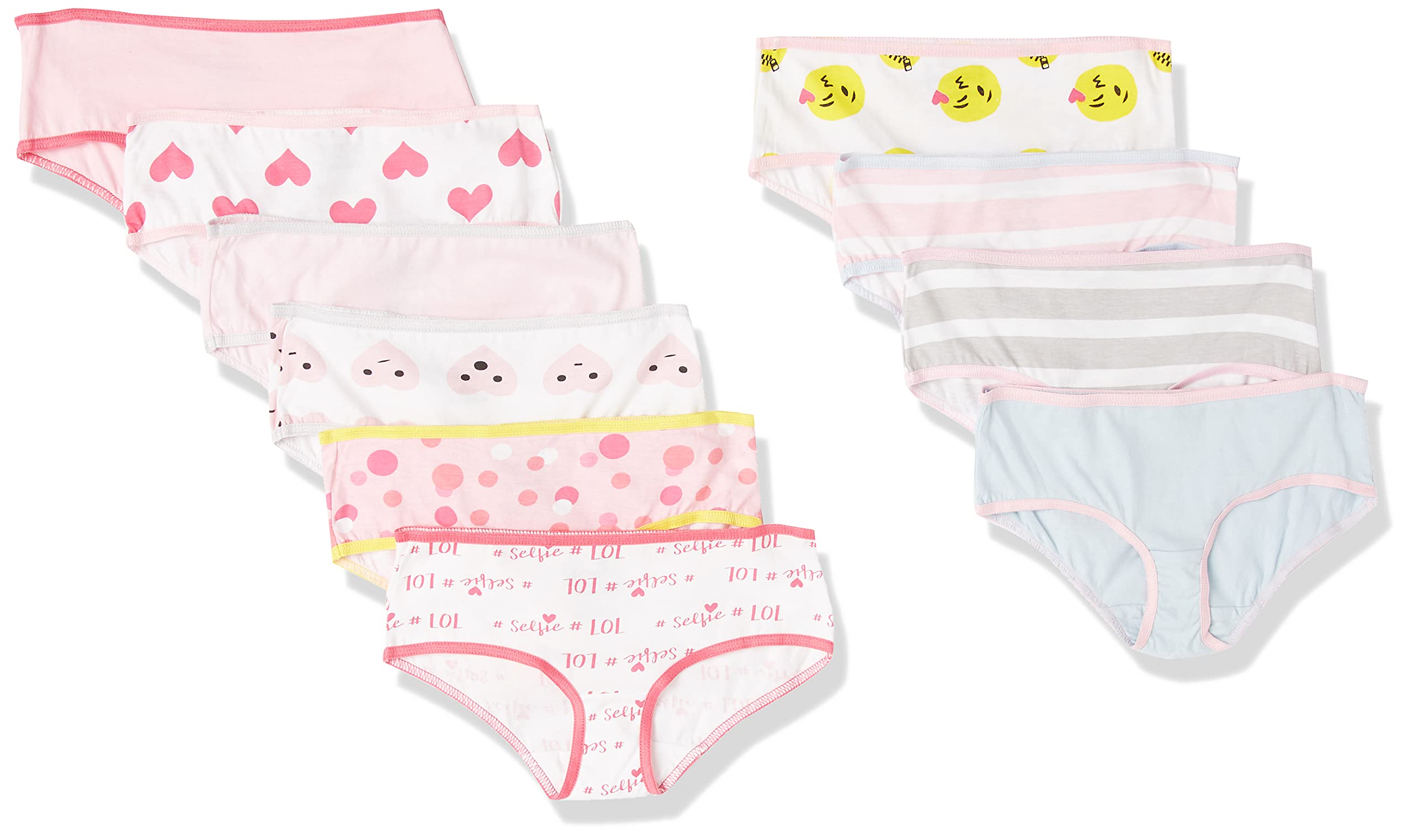 Buy Trimfit Girls Soft Cotton Colorful Hipster Panties (Pack of 10 Kids Underwear) Online at