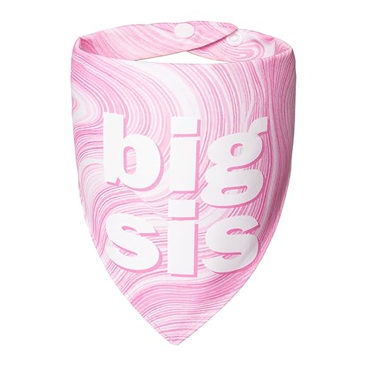 Big Sister Dog Bandanas - Baby Pregnancy Announcement - Blue Marble with Big Sis Text, Pet Scarf with Snap Button for Medium & Large Breeds(30-75lbs)