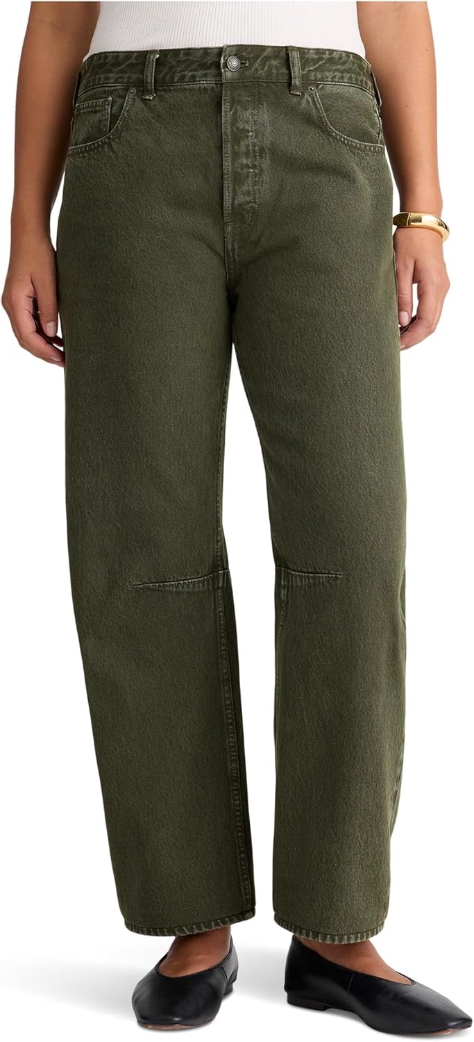 Madewell Womens Darted Barrel-Leg Jean in Mossy Umber