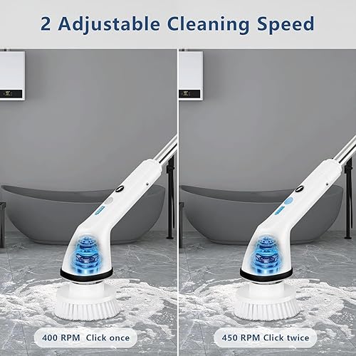 Miniatura 3 de JCHOPE Limpiador eléctrico giratorio, 2023 nuevo 8 en 1 hasta 450 rpm, limpieza de cepillo eléctrico con 6 cabezales de cepillo reemplazables y