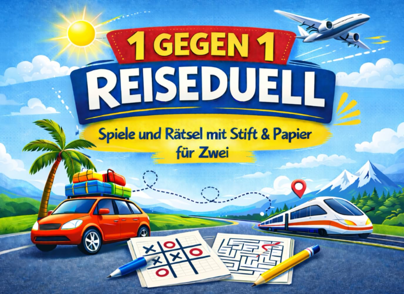 1 gegen 1 Reiseduell: Reisespiele & Urlaubsspiele für Erwachsene, Paare, Familien und Kinder ab 10 Jahren | Perfekt für Reisen im Flugzeug, Auto oder Zug | Stift & Papier Minispiele für Zwei