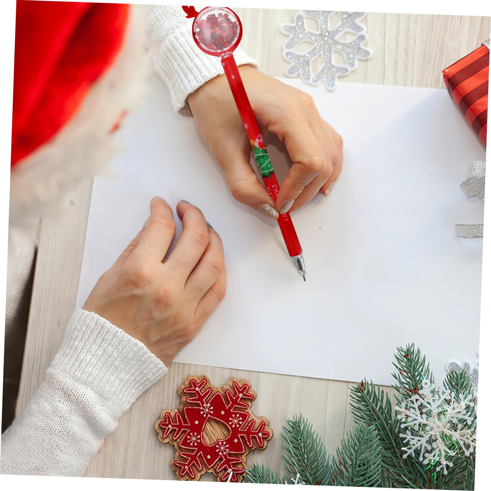 36 Pièces Stylos Gel Noël avec Topper Renne Pailleté Stylos Encre Gel Multicolores Rouges Verts Marrons pour Bureau et Festive