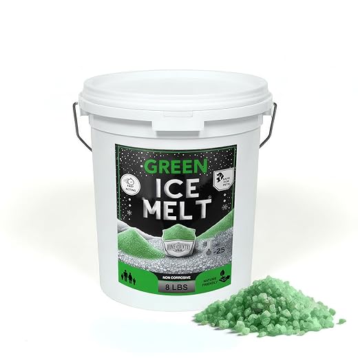 Green Ice Melt -25°F Effective, Pet Safe Eco-Friendly De-Icer, Fast-Acting Granules for Driveways, Walkways & Entryways, 8 lb Pail
