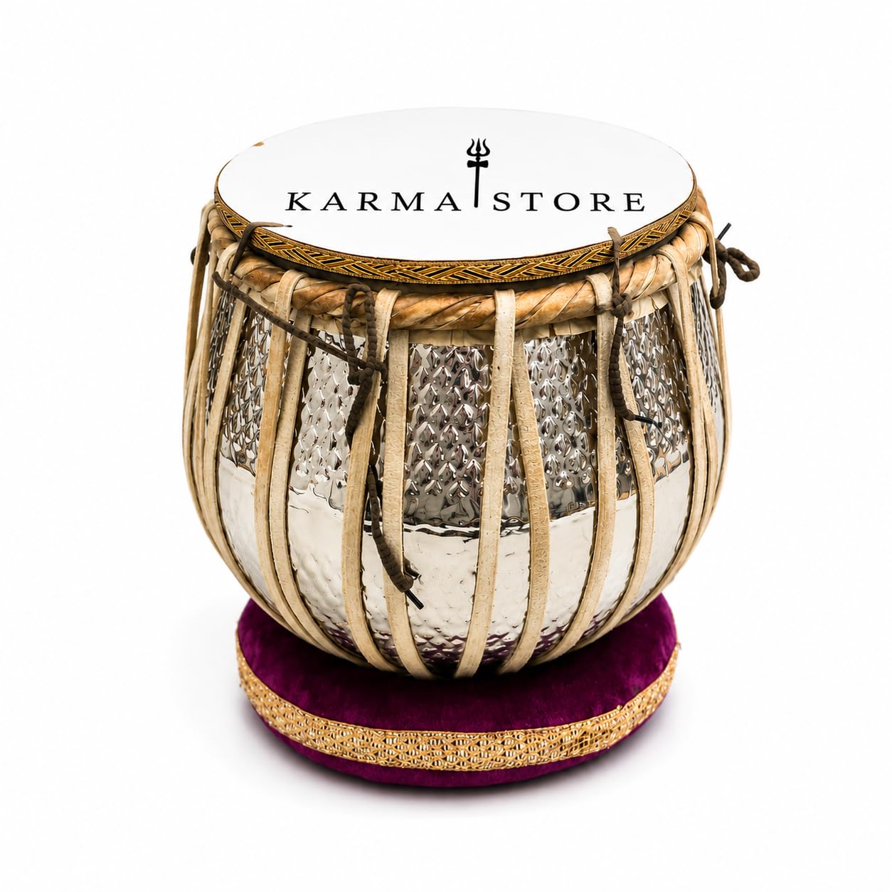 Karma Store - Bombo Bayan Tabla de acero inoxidable, martillado a mano, 3,5 kg, calidad de concierto, hecho a mano