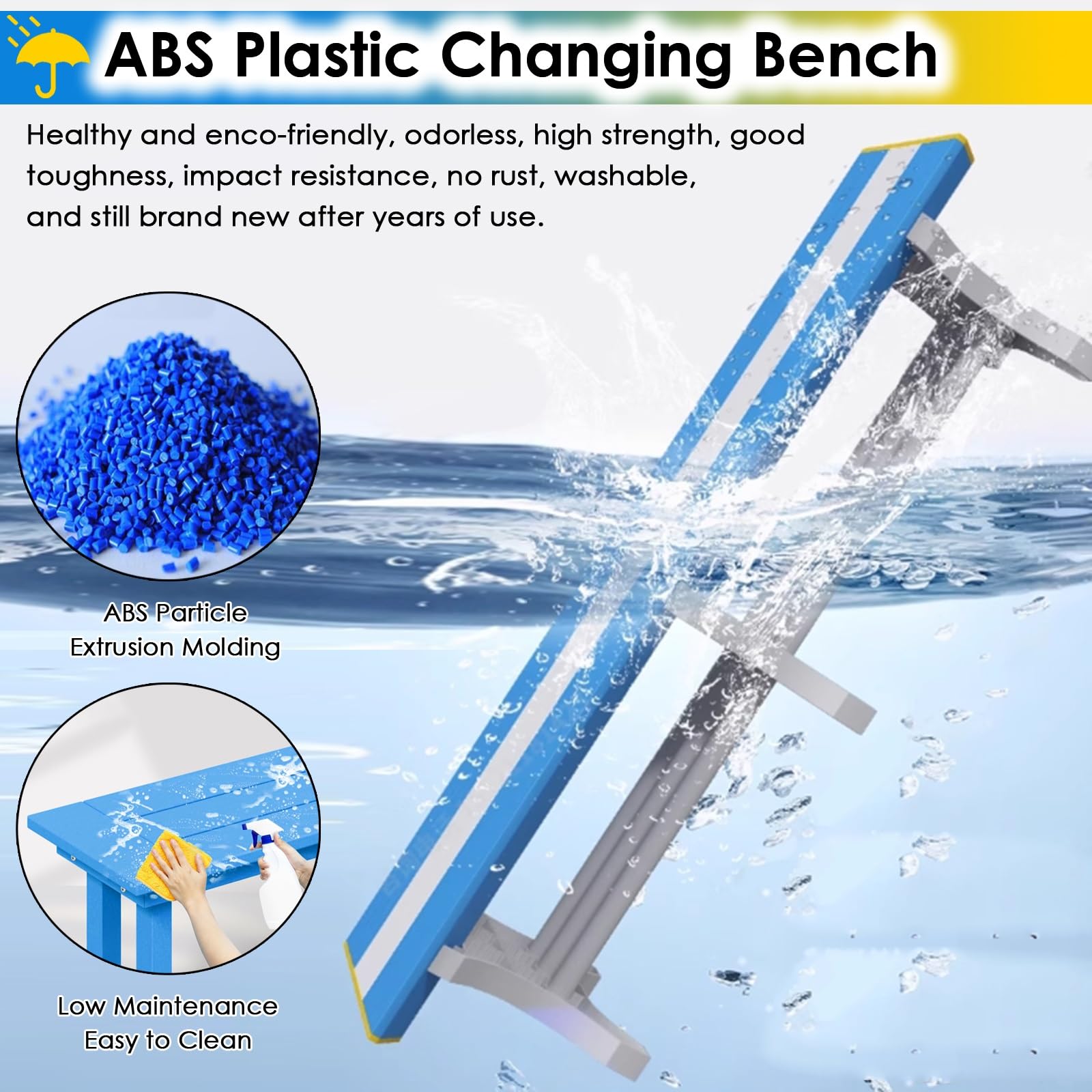 Fasciatoio in plastica ABS impermeabile e igienico per palestra, bagno e piscina, ideale per la cura del bambino e l'uso dei neonati
