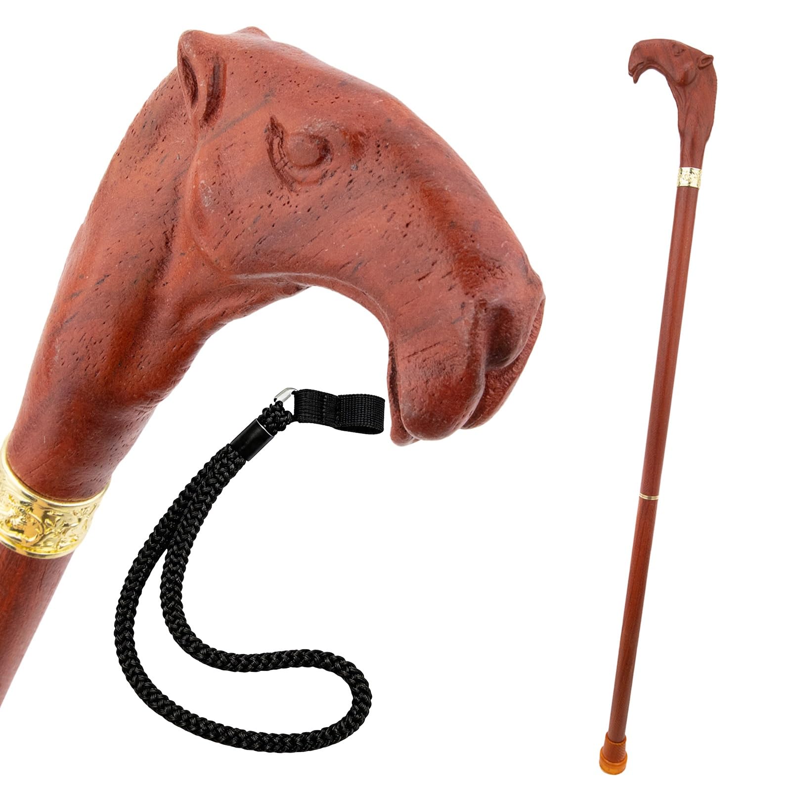 Gehstock Aus Holz Mit Kamel-Griff und Handschlaufe