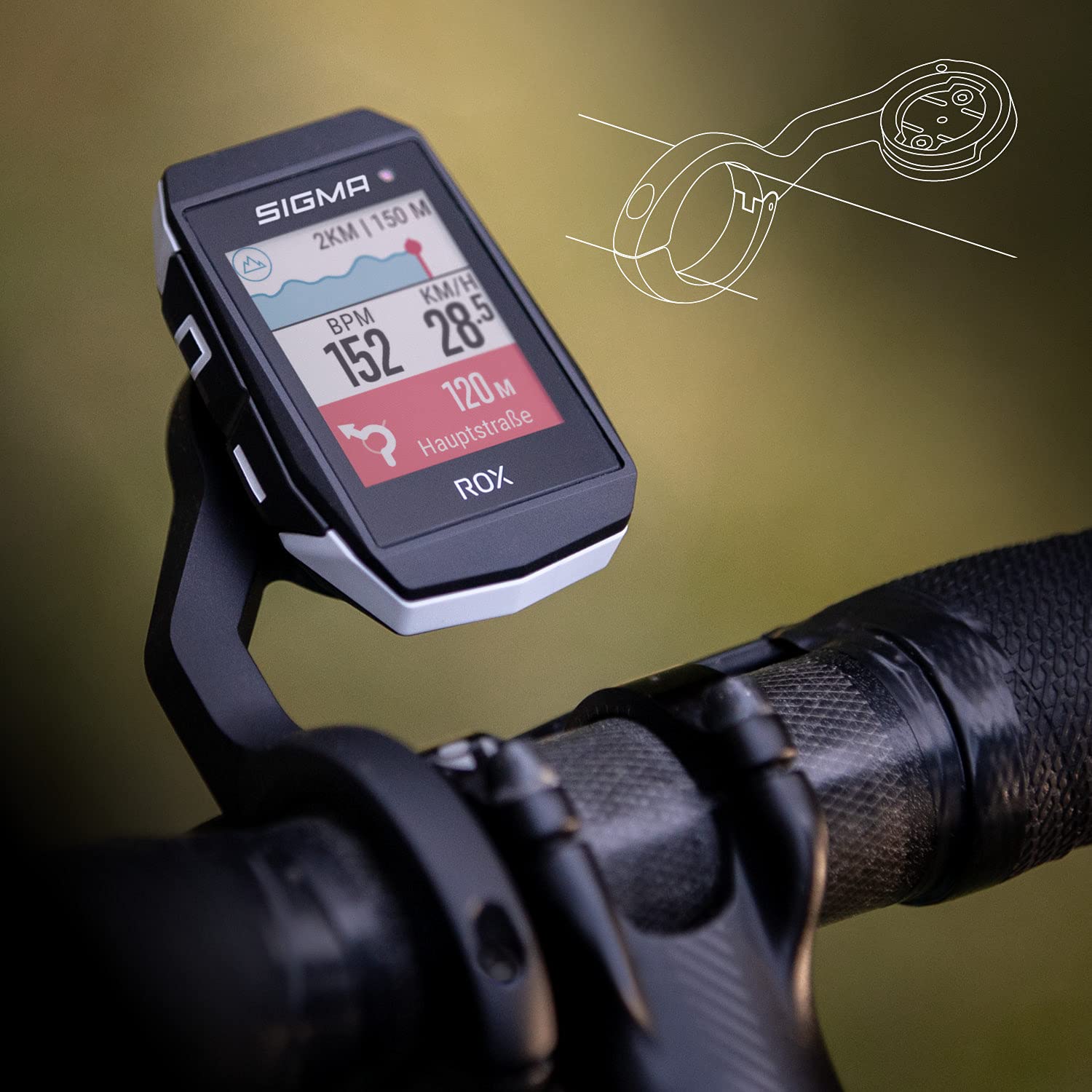 Zestaw Sigma Sport ROX 11.1 Evo White HR | Bezprzewodowy licznik cykli GPS i nawigacja z czujnikiem tętna w zestawie | Zewnętrzna nawigacja GPS z inteligentnymi funkcjami