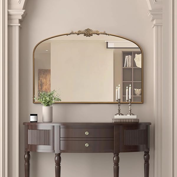 Sophisticated Entry Table with Mirror Ideas for a Balanced Look 47 Oversized French Gold Arched Mirror
