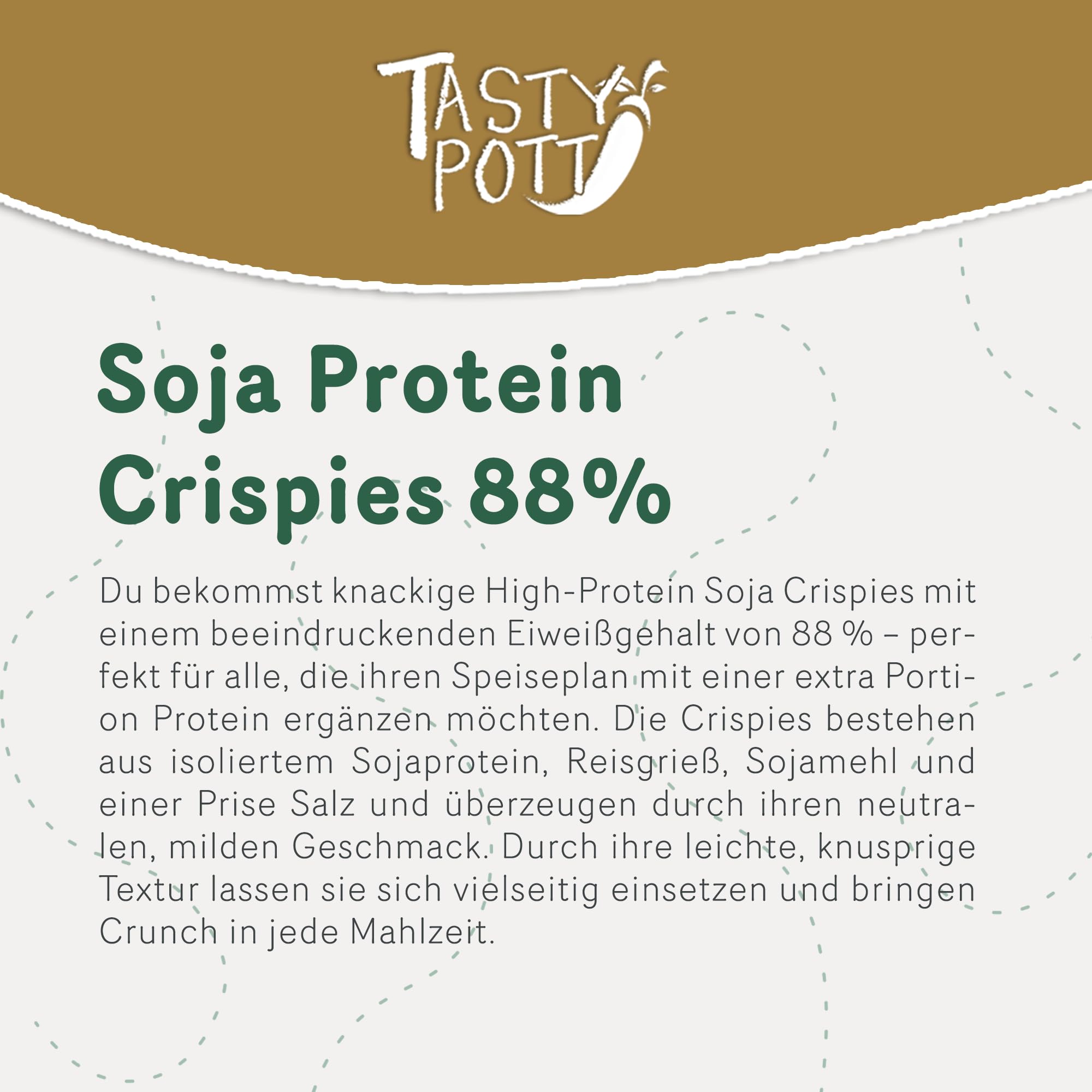 Tasty Pott Soja Protein Crispies 88% 1000g | Kochen & Backen | Frühstück | pflanzliches Protein | vegetarische & vegane Küche | Geschmack | Knusprig (3x1000g)