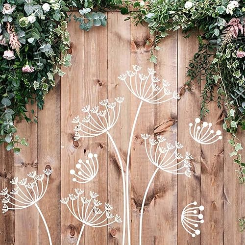 Miniatura 6 de Plantillas de flores para valla de jardín, plantilla de flores grandes para pared, plantillas de mariposa de diente de león de 14 pulgadas para