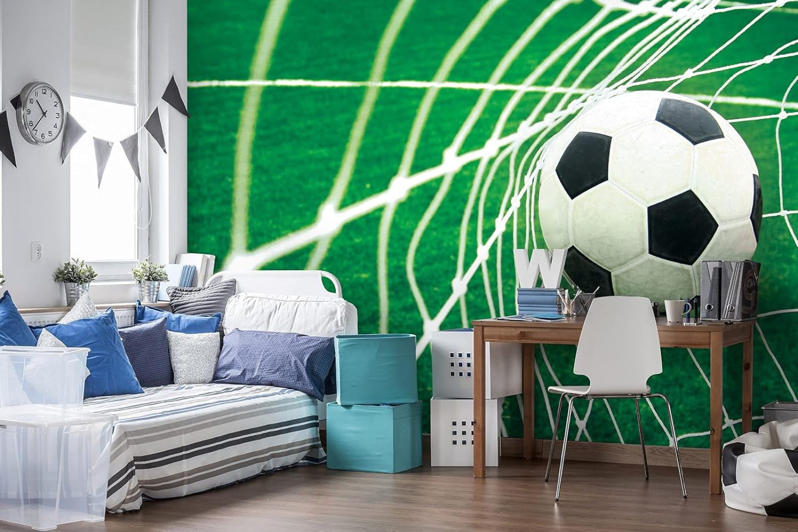 Kfjhgbdshhj Men's 3D Mural Photo Mural-Wallpaper Football Sport Teenagers Boys Children's Room Fleece,300Cmx210cm Poster - Wall Sticker - Frameless Picture