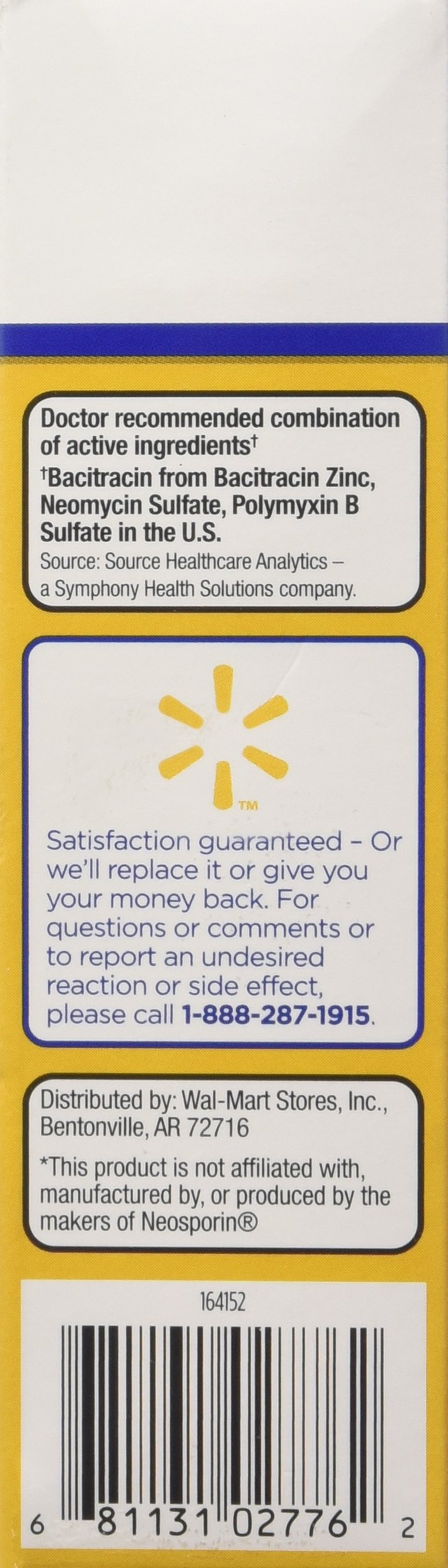 Equate Triple Antibiotic First Aid Ointment, 1 to Neosporin