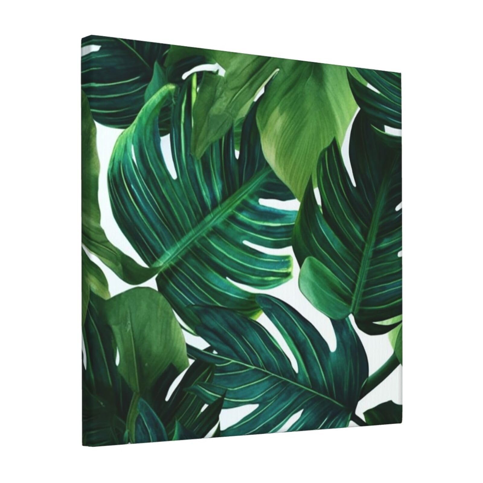 FodPand Banana Leaves Canvas Wall Art for Living Room Wall Decor 12"x12" Modern Artwork Painting Pictures Hanging Canvas Prints Aesthetic Wall Art for Bedroom Bathroom Office Wallart Decor