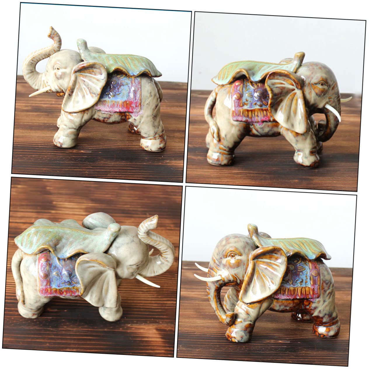 Abaodam Figura De Elefante De Cerámica Escultura De Elefante para Decoración Creativa Obra De Arte Artesanal Cerámica Hogar