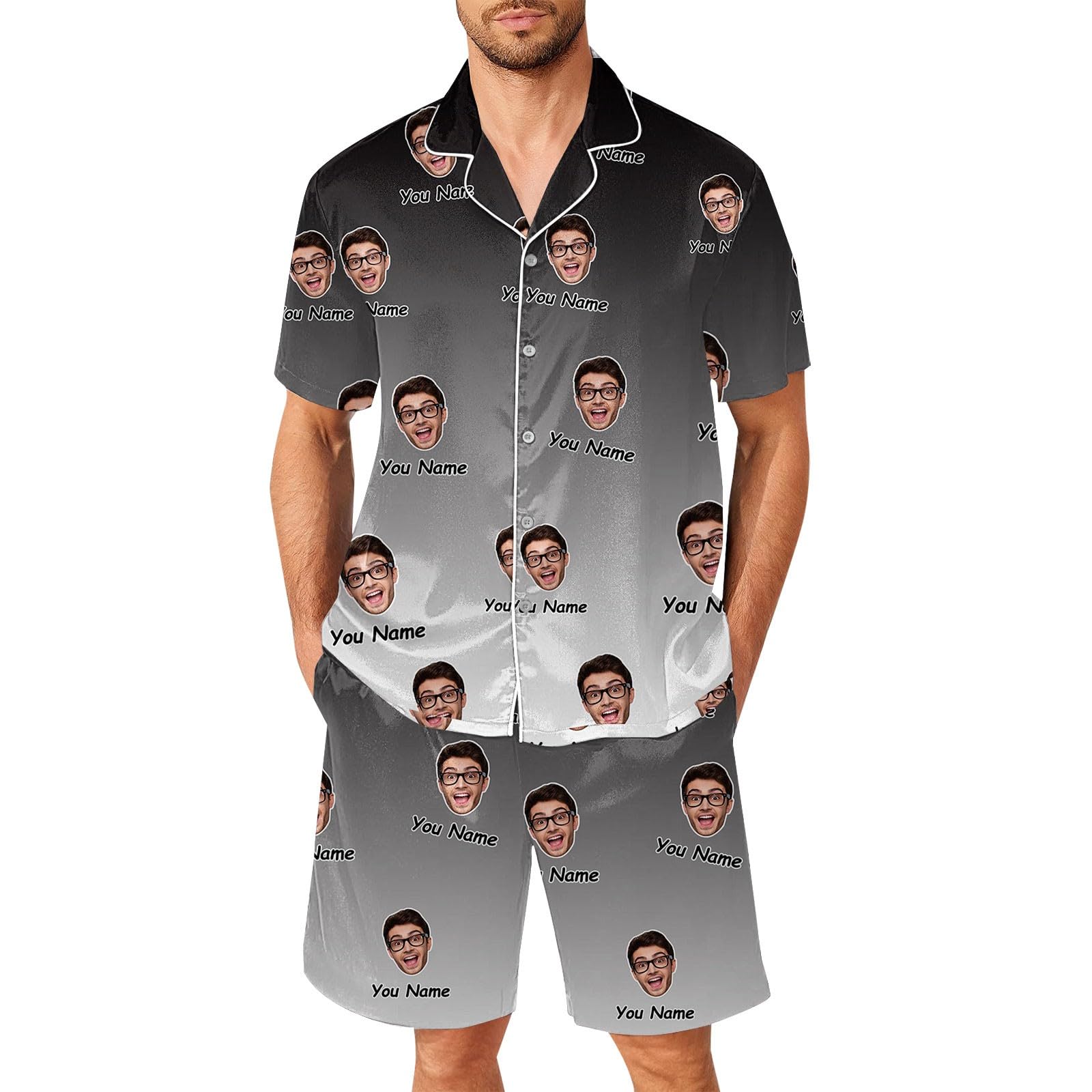 Generisch Pijama de rizo para hombre, 58 pantalones divertidos para hombres y mujeres, parejas a juego, unisex, nombre personalizado, albornoz bordado