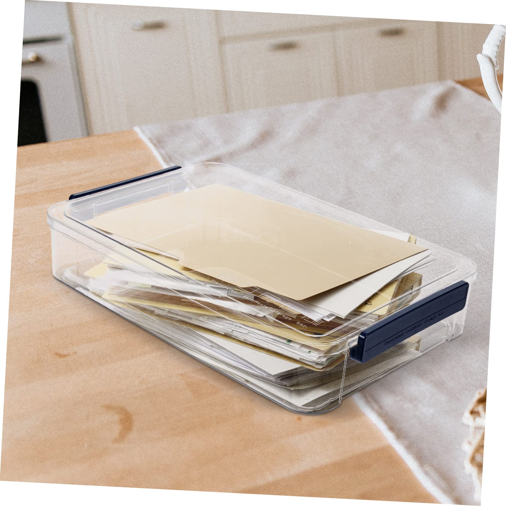 NUOBESTY Blauer Pet Abs Schreibtischpapierbehälter mit Schublade, Stapelbar | Transparente Ausführung, Inhalt Leicht Erkennbar, Einfache Tägliche Ordnung für Schule und Büro