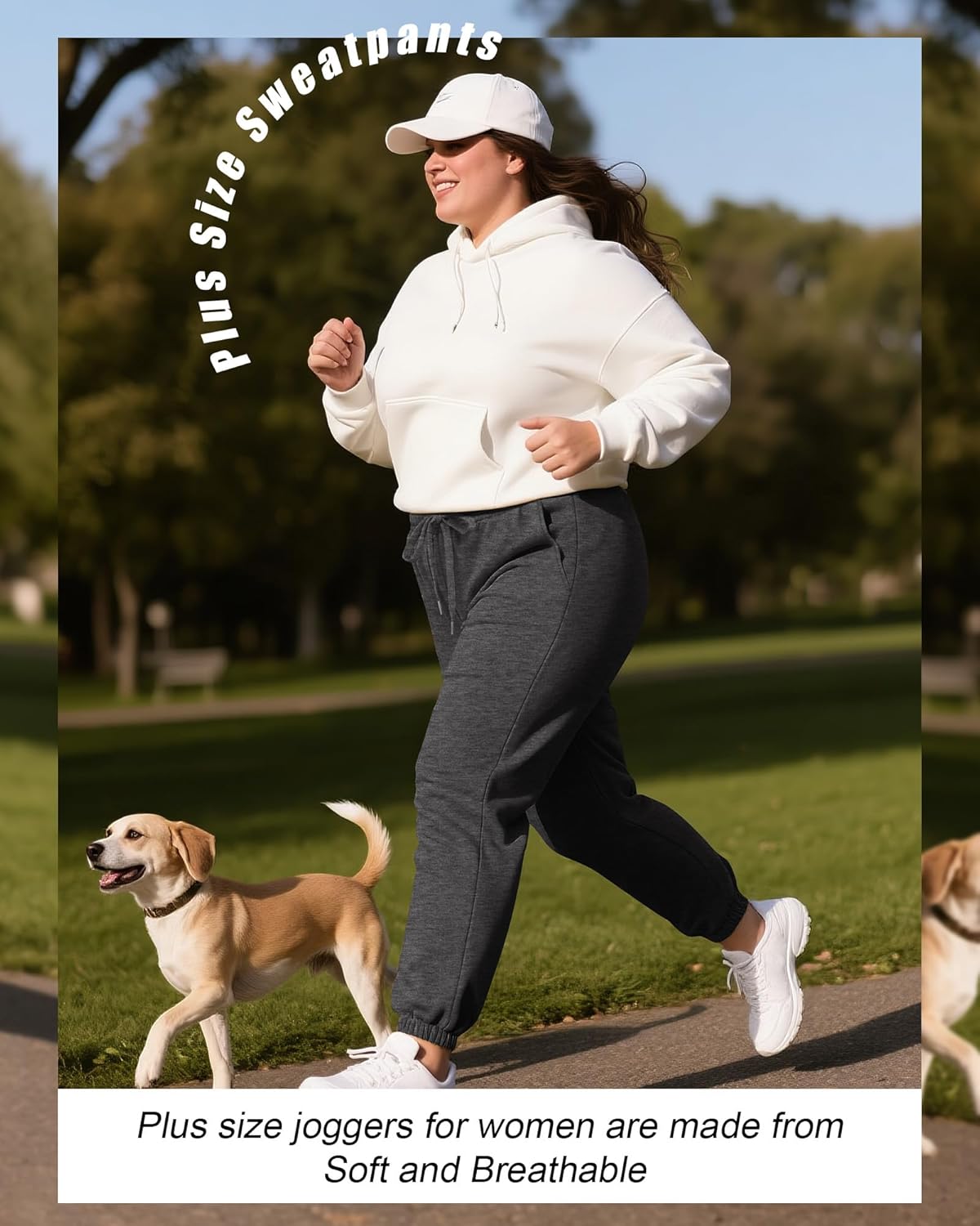 3 Pack Women's Plus Size Joggers, Drawstring Loose Fit Sweatpants Comfy Casual Lounge Pants with Pockets - Image 6