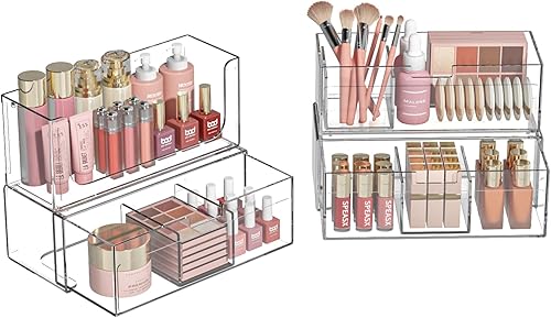 Cajones de almacenamiento apilables de plástico transparente, organizador de cajones de baño, organizador de gabinete de medicina, organizadores de