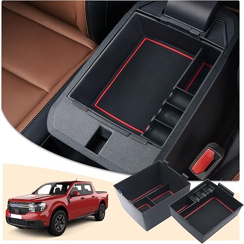 CDEFG Organizador de accesorios de consola central compatible con Ford Maverick XL XLT LARIAT 2022 2023, caja de almacenamiento de material ABS,