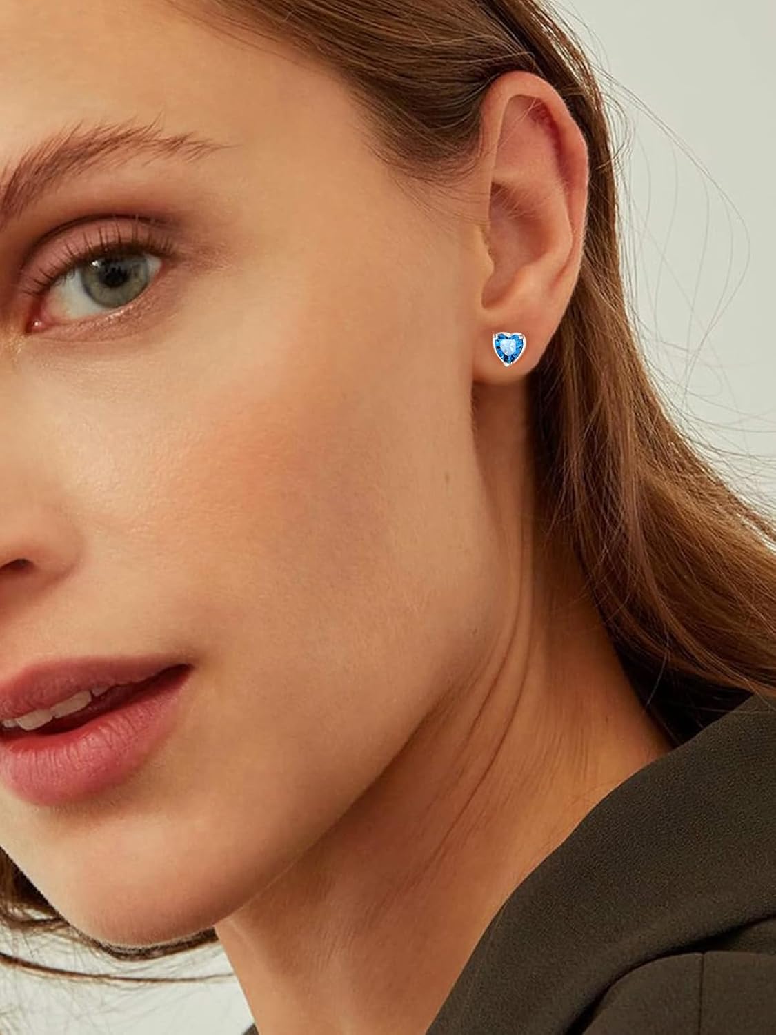 FindChic Sparkling Birthstone Heart Stud Earrings for Women, Silver Plated Studs Cubic Zirconia Earring with 925 Sterling Silver Post & Push Backs, 12 Months Birthday Anniversary Jewelry Gift - Image 2