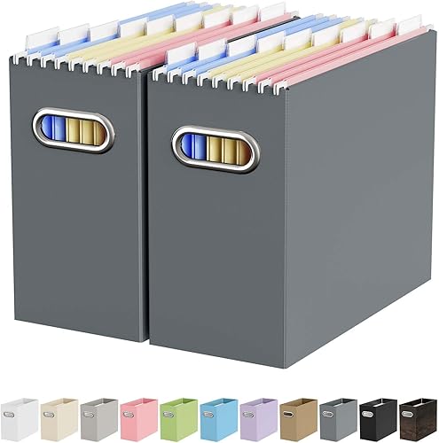 Vista 16 de Caja organizadora de archivos de cartón Oterri para carpetas de archivos colgantes tamaño carta, caja de archivos para escritorio de computadora