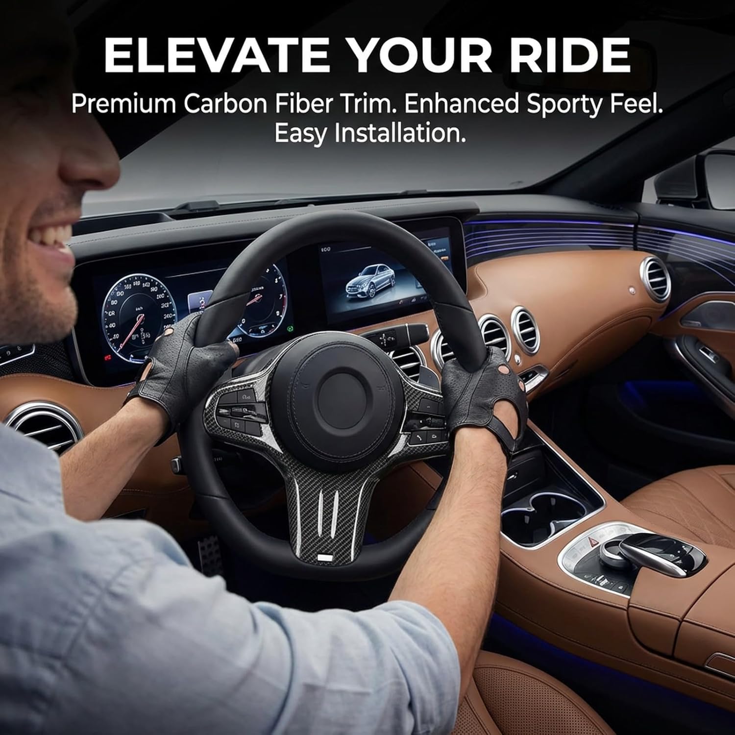 Dry Carbon Fiber Steering Wheel Cover Trim for 5 Series G30 M Sport 2018+ – Scratch-Resistant Luxury Interior Upgrade, Easy Installation for Sedan & SUV