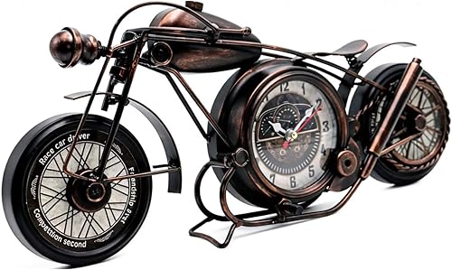 YOUKI Decoración de pared de metal para motocicleta, relojes de estante de escritorio, sin tictac, funciona con pilas, idea de regalo decorativa