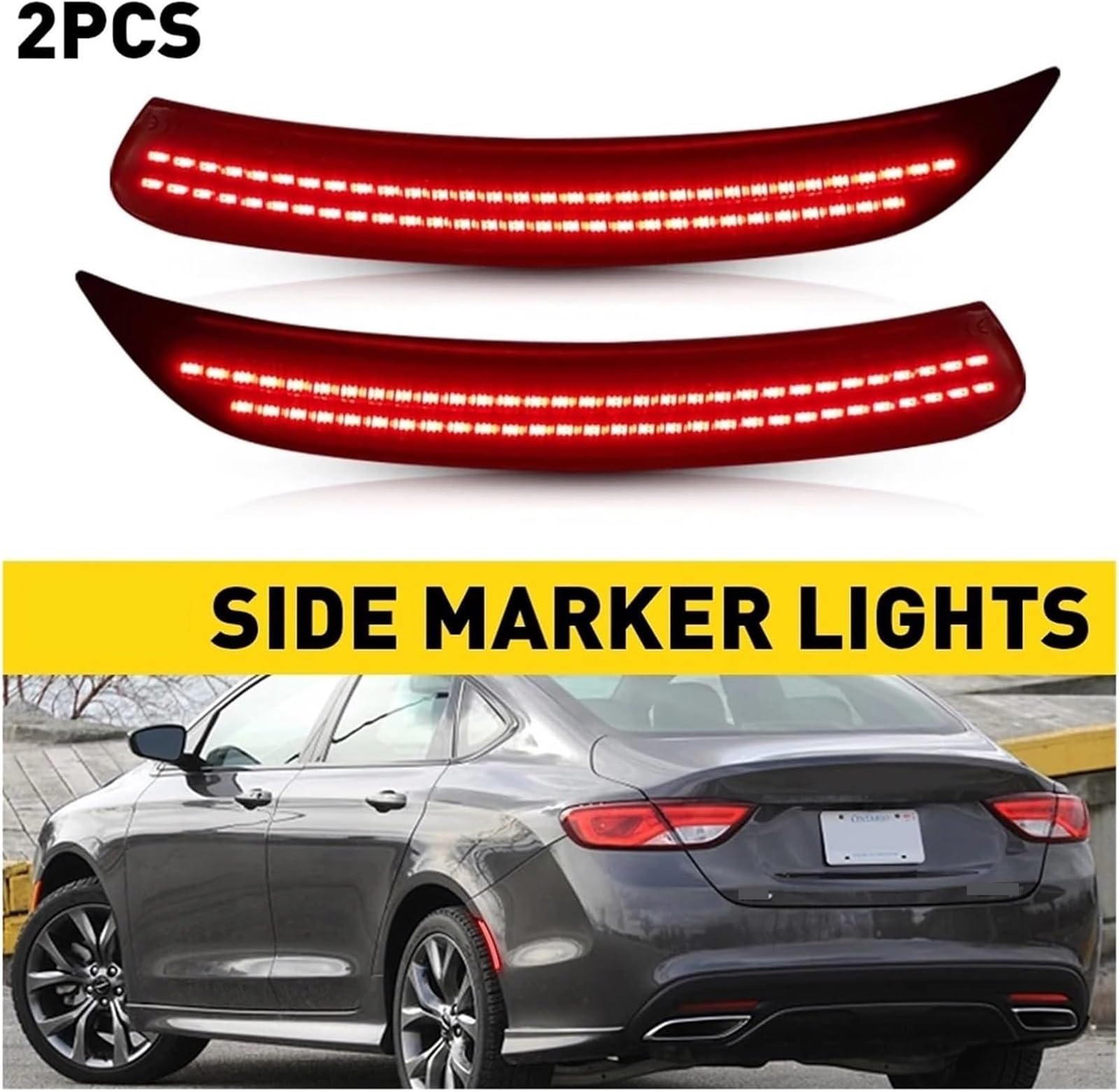 Auto-Seitenspiegel-Signalleuchte Seite Spiegel Anzeige Licht für Chrysler 200 2015 2016 2017 Auto Hinten Stoßstange(Front Yellow)