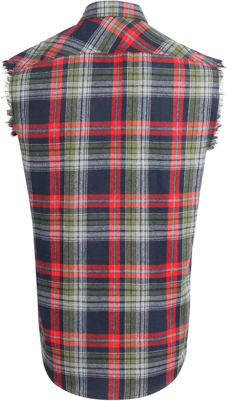 Sleeveless Plaid Front Shirt for Men,Cowboy Button Down Shirts