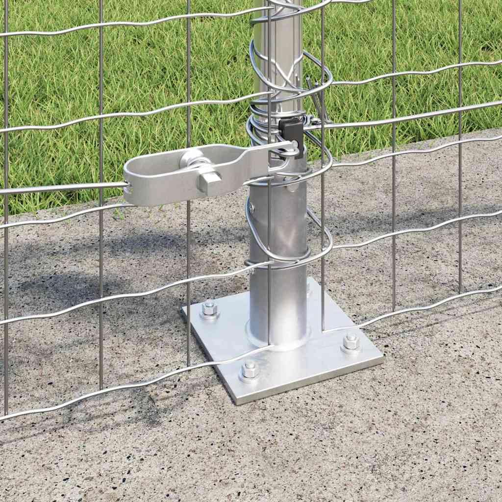 Poste Valla Con Base Cemento 7 Piezas Plata | Acero con recubrimiento en polvo, resistente a la intemperie, fácil instalación, para jardín y terraza