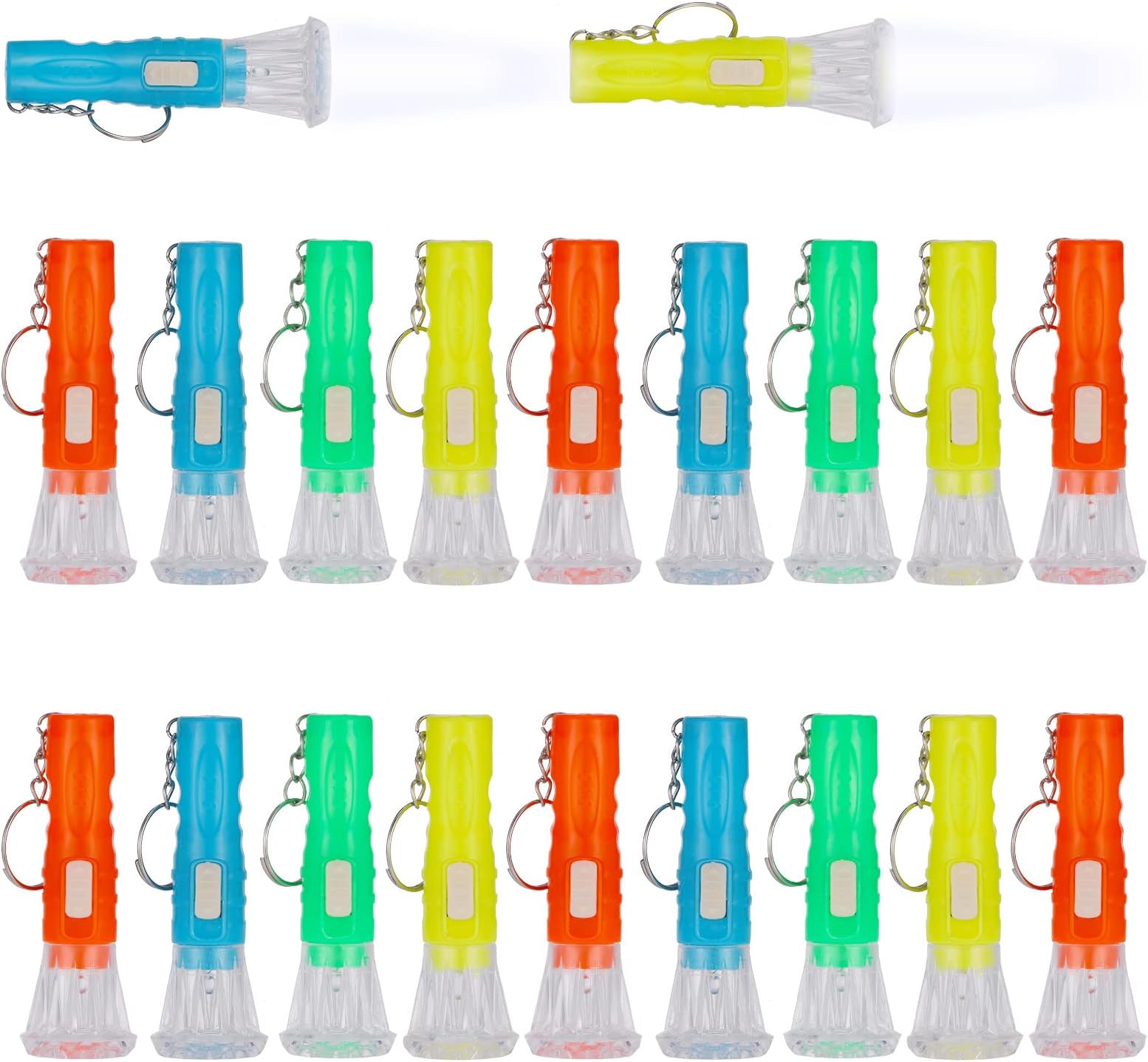 FRIUSATE 20Pcs Mini Torches Keyring Small LED Keyring Torch LED Keychain Torch Mini Pocket Torches for Kids Party Bag Fillers, Reading