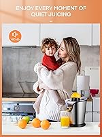 Vista 8 de FOHERE Exprimidor de Jugo de Naranja Exprimidor Eléctrico de Cítricos con Dos Conos Intercambiables Adecuado para Naranja, Limón y Pomelo, Acero