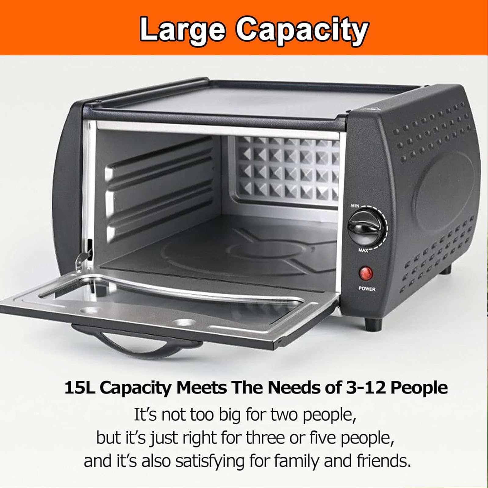 Elektrischer Tandoor-Ofen mit Sichtglastür und Kochplatte, 2100 W, 15 l, 2-in-1-Pizza- und Tandoori-Maker for Zuhause und for Mitnehmen