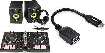Hercules DJ Essentials Kit with USB-C to USB-A Adapter Beginner DJ Equipment Bundle for Mixing and Music Production
