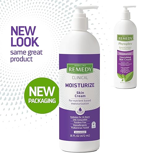 Miniatura 3 de Medline Remedy Crema hidratante clínica para la piel, sin perfume (botella de bomba de 16 onzas líquidas), nutritiva para piel seca, crema